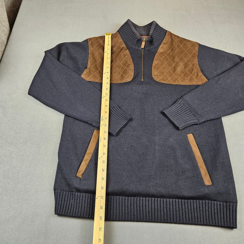 Orvis Mens Wool Blend Quarter Zip Shooting Sweater Navy Blue Size M Pullover - Picture 2 of 7